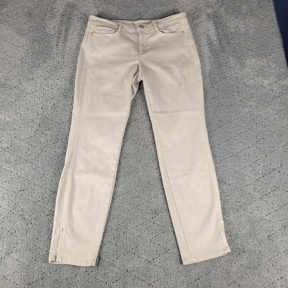 J Jill Jeans Womens 8 Tan Authentic Fit Slim Ankle Split Hem Mid Rise Stretch